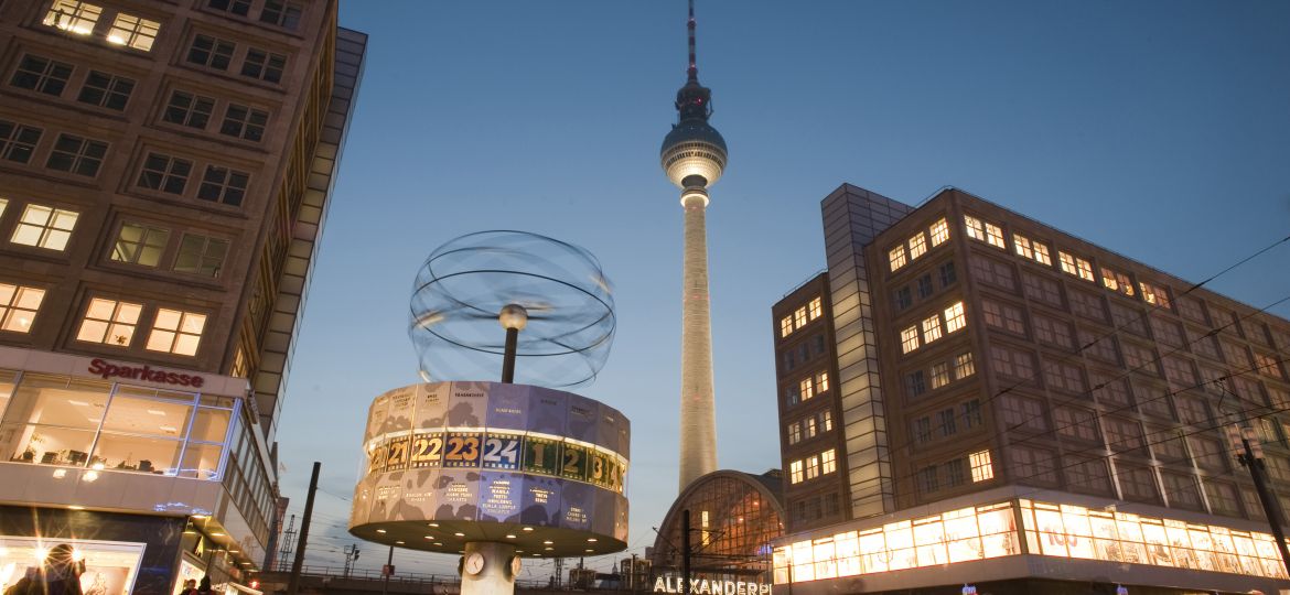 Alexanderplatz, Berlin, at night